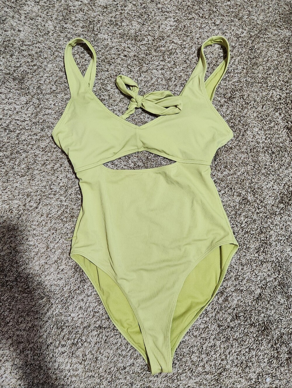Lime Green Ribbed Swimsuit SZ L